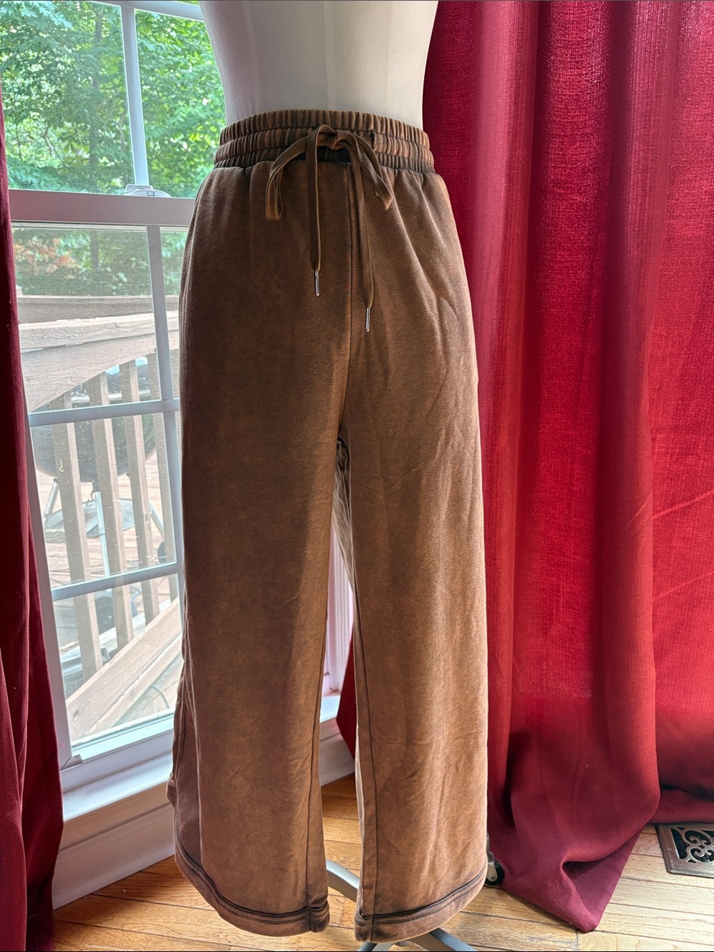 Noflik Wide Leg Drawstring Lounge Pants - Brown, NWT, XXL